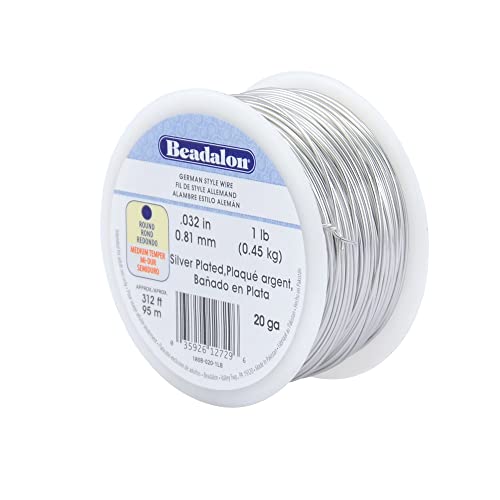 Beadalon German Style Wrapping Wire, Round, Silver Plated, 20 Gauge, 312 ft - color: Silver Plated, size: 20 gauge / 312 ft