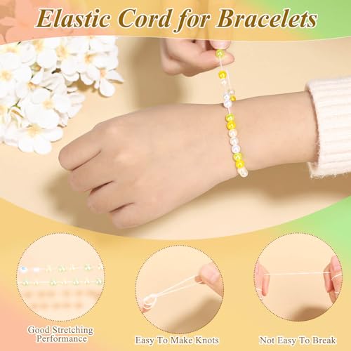 PAXCOO 2 Pack Elastic String for Bracelets, Stretch Magic Elastic String Bead Cord Jewelry Thread for Friendship Bracelet, Necklaces, Clay Beads, Pony Beads - style: 2 Pack White