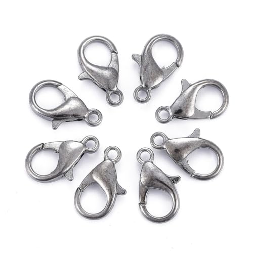 HDSupplies 100 Pieces - Lobster Clasps - Gunmetal Black - 14x8mm / 1.8mm Hole - color: Gunmetal Black, size: 14x8mm