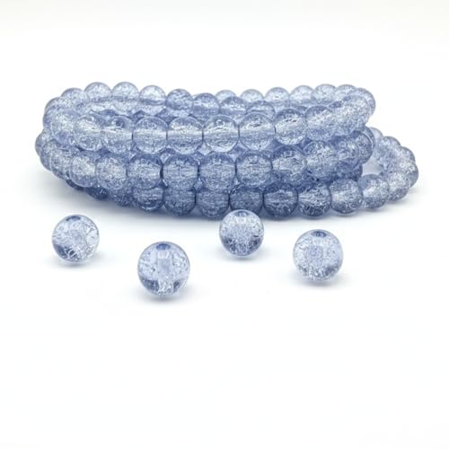 DandS ltd Crackle Lampwork Glass Beads for Jewelry Making, Blue Quartz, Vibrant DIY Bracelets, Necklaces, Beading Supplies & Craft Kits for Handmade Jewelry, 80pcs 0.39 inch (10mm), #J272-10 - color: Blue Quartz