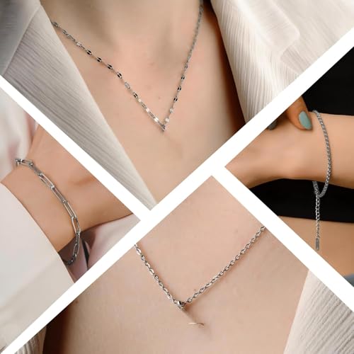 6 Rolls Necklace Chains for Jewelry Making 46 Feet Chain Jewelry Chain with Jump Rings Lobster Clasps Pinch Clasps for Jewelry Craft DIY Making Supplies (Silver) - color: 6 Rolls Silver