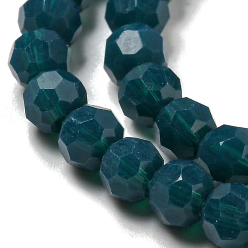 Perlin Czech Bohemian Crystal Glass Beads Faceted Round 4mm 90 Pieces Loose Spacer 1 Strand Beads for DIY Jewelry Earrings Necklace Bracelet Making (Indian Sapphire Opaque) - color: Indian Sapphire Opaque