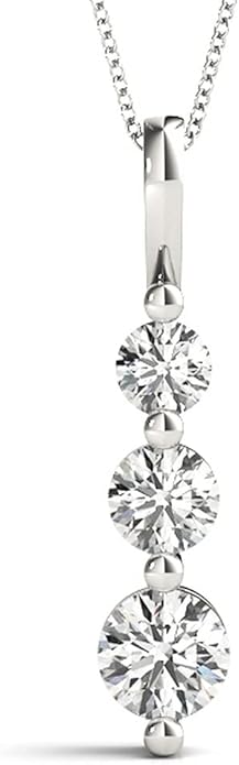 Houston Diamond District 1 to 5 Carat Classic Snowman 3 Stone LAB-GROWN Diamond Pendant Necklace Basic Collection (E-F Color VS2-SI1 Clarity)