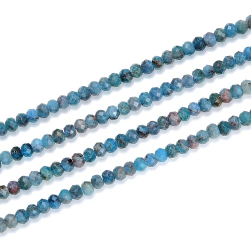 Adabele 15 Inch Natural Blue Apatite Healing Gemstone 3mm x 2mm Tiny Small Faceted Round Rondelle Loose Beads Stone Spacer (120-130pcs) for Craft Jewelry Making GK-A8 - color: Blue Apatite, size: 3mm x 2mm - 15 inch/1 strand