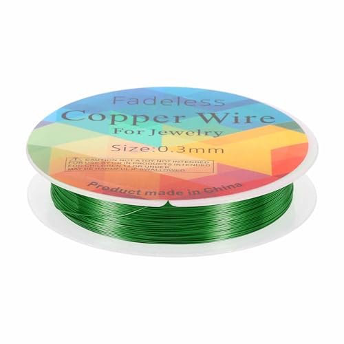 HARFINGTON 49ft Jewelry Wire, 28 Gauge (0.3mm) Brass Craft Soft Metal Tarnish Resistant Copper Beading Wire for Jewelry Making Supplies Crafting, Green - color: Green, size: 28 Gauge x 49ft