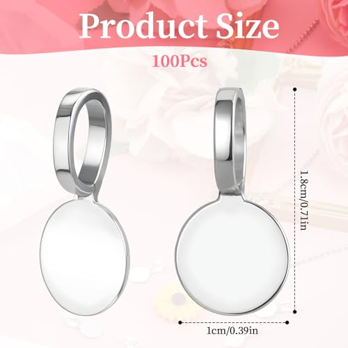 Psyqtsuary 100 pcs Bails for Jewelry Making Silver on Flat Pad Bails Round Pendants Charms Connector Hanger Glue On Pendant Bail Jewelry Bail - color: silver