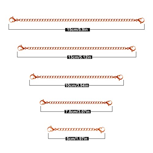 Necklace Extenders, 10Pcs Stainless Steel Rose Gold Necklace Bracelet Anklet Extension Chains with Lobster Clasps and Closures for Jewelry Making - color: Rose Gold