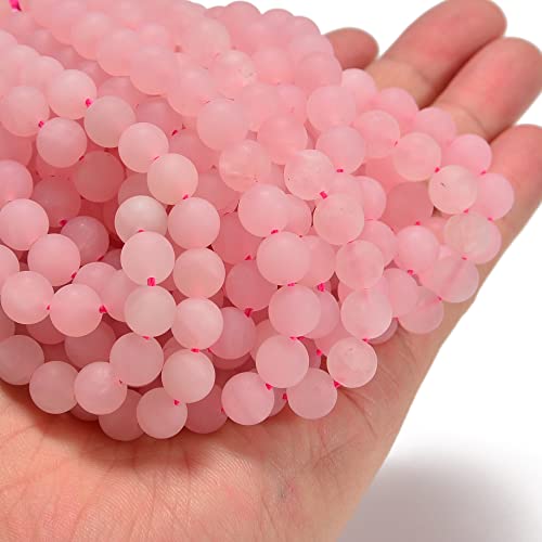 6mm Rose Quartz Matte Round Natural Gematone Loose Beads for Jewelry Making DIY 1 Strand 15" - color: Matte Pink Rose Quartz, size: 6mm