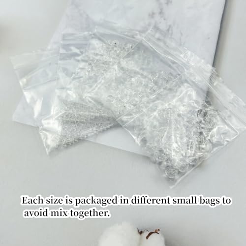 480pcs Crystal Glass Beads 3mm 4mm 6mm 8mm 10mm Round Faceted Glass Spacer Beads for Bracelets Necklace Earring DIY Jewelry Making Craft(Clear) - color: Clear