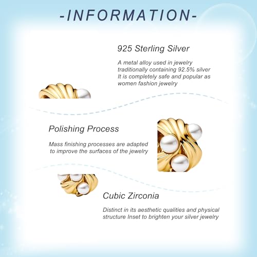 925 Sterling Silver Charms for Bracelets Gold Love and Heart Charms Cherry Blossom Dangle Beads Jewelry for Women - color: Gold Pearl Charm