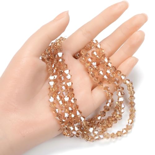 250pcs Czech 6mm (0.24 Inch) Faceted Bicone Crystal Glass Loose Beads Spacer Bulk Golden Shadow for DIY Craft Jewelry Making CCB628 - color: Golden Shadow, size: 6mm - 250pcs