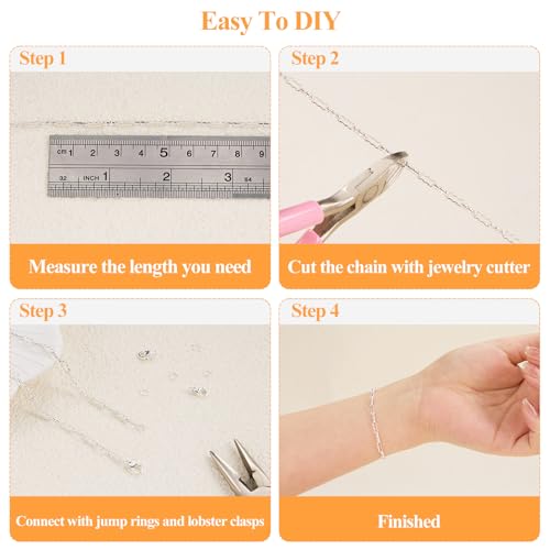 YOUBEIYEE 16.4 Feet Silver Plated Stainless Steel Jewelry Chain Roll Necklace Bracelet DIY for Women Jewelry Supplies Findings - color: Silver