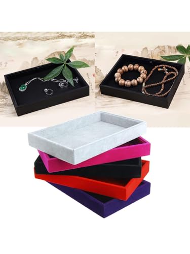 Velvet Jewelry Tray, Stackable Design, Drawer Insert, Multi-Compartment Storage, for Necklace Bracelet Ring Watch Organizing (Purple) - color: Purple
