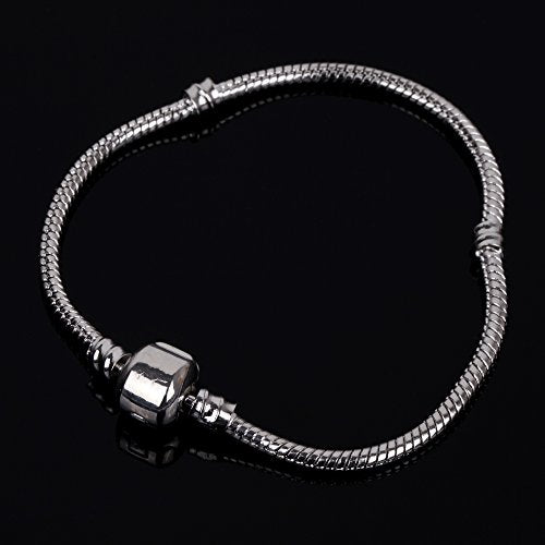 RUBYCA 5pcs 6.3" Silver Color Clasp European Snake Chain Charm Bracelet fit Charm Beads DIY - color: Silver, size: 16 CM