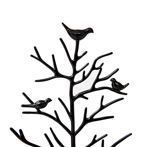 Jewelry Tree Necklace Earring Holder Modern Cute Bird Jewelry Stand for Women Girls Teen Black - color: Black