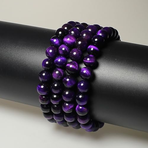 MJDCB Stone Beads 6mm 60pcs Round Purple Tiger's Eye Loose Gemstone Bead Charms for Jewelry Making Bracelet Necklace Earring Pendant - color: Purple Tiger's Eye, size: 6mm