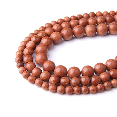 Natural Stone 6mm Golden Sand Smooth Round Loose Beads Energy Gemstone DIY for Jewelry Making Bracelet Necklace 1 Strand 15" - color: Golden Sand, size: 6mm