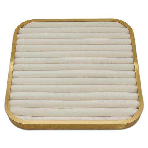 TheDisplayGuys - Aluminum Jewelry Organizer Display Tray - Faux Suede Insert - 14 Ring Holder Rows - Gold/Beige - color: Beige Suede, size: Jewelry Rows - 14, style: Aluminum - Gold