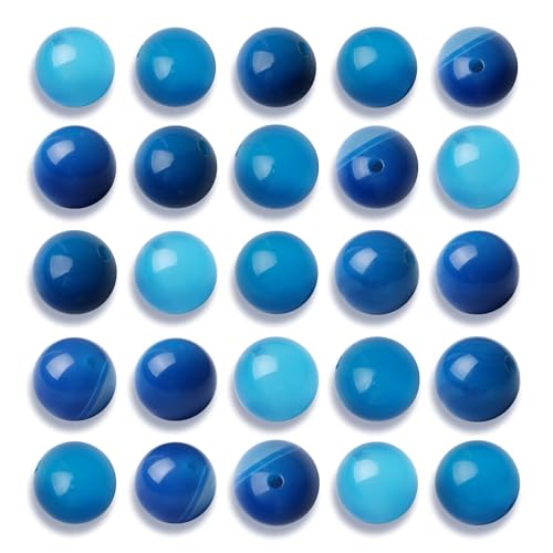 100Pcs 8mm Natural Smooth Blue Striped Agate Beads Round Loose Gemstone Stone Beads for Jewerly Making with Crystal Stretch Cord - color: Blue Striped Agate, size: 8mm