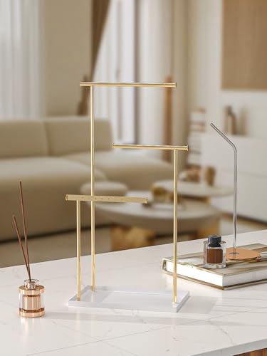 Metal Jewelry Holder Organizer Stand for Women,Jewelry Hanger for Necklaces, Earrings, Bracelets, Rings (Gold)