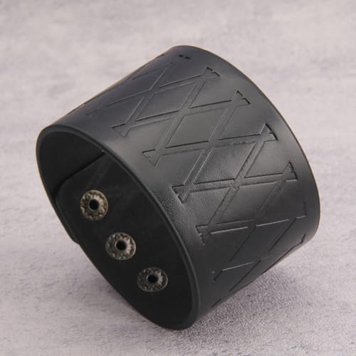 GelConnie Leather Cuff Bracelet Punk Braided Bracelets Rock Leather Wristbands Faux Mens Leather Bracelet Gothic Viking Bangle Adjustable Wrap Bracelet for Women,Men - color: MLPB087-Black