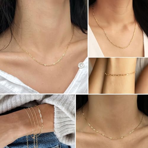 16Ft Stainless Steel Paperclip Chain for Jewelry Making, 2.5mm Width Gold Plated Paper Clip Link Chains Roll for DIY Necklace Bracelet Jewelry Making Supplies with Lobster Clasps Soft Tape Measure - color: Paperclip 2.5mm Gold with Soft Tape Measure