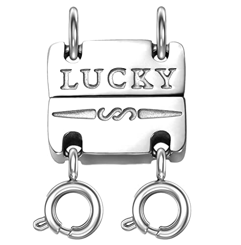 Dailyacc Lucky Necklace Layering Clasp 18K Gold and Silver Multiple Necklace Clasps for Layered Look Separator - color: Double - Silver
