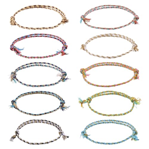 Cheriswelry 50pcs Braided Cord Bracelets Making Cords Adjustable Bracelets Anklets Handmade Braided Bracelet String Rope Handmade Cotton Wave Bracelets for Women Jewelry Making - color: 10 Color