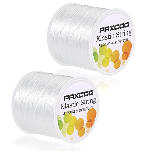 PAXCOO 2 Rolls Elastic String for Bracelets, Stretch Magic Elastic String Bead Cord Jewelry Thread for Bracelet, Necklaces, Clay Beads, Pony Beads (White) - size: 2 Pack