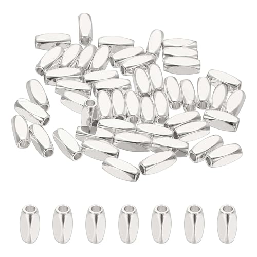 PATIKIL 3x8mm Filled Spacer Beads, 50Pcs Metal Smooth Faceted Tube Tiny Loose Beads for Bracelet Jewelry Making Necklace DIY, Silver - color: Silver, size: 3x8mm