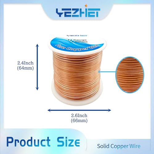 99.9% Solid Bare Copper Wire(12 Gauge, 2.05MM), Dead Soft, 1 Pound Spool Pure Copper Wire for Crafts, Electroculture Gardening, Jewelry Making - size: 12GA