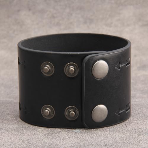 GelConnie Leather Cuff Bracelet Punk Braided Bracelets Rock Leather Wristbands Faux Mens Leather Bracelet Gothic Viking Bangle Adjustable Wrap Bracelet for Women,Men - color: Flower Black Bracelet