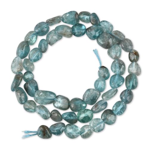 HAAMIIQII Natural Green Apatite Pebble Stone 5-8mm Small Irregular Freeform Tumbled Loose Gemstone Beads for Jewelry Making Strand 15 Inch (45-50pcs) - color: Green Apatite