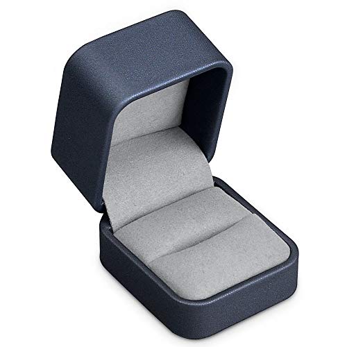 Blue Round Corner PU Leather Proposal Ring Box Jewelry Ring Gift Box Jewelry Packaging Box - color: Ring box