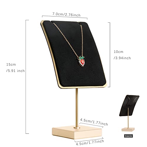 Black velvet necklace stand, gold necklace hanger, small metal jewelry stand for earrings and necklaces【Black】 - color: Black