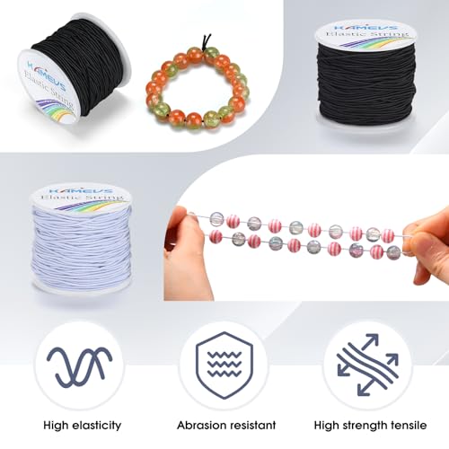 Elastic Cord 2 Rolls, 330 Feet, 1mm Sturdy Stretchy String, Elastic String for Bracelets, Beading, Necklaces, Jewelry Making, and Craft Supplies