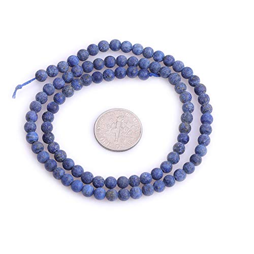 Matte 4mm Natural Blue Lapis Lazuli Beads, 15 inch Strand Frosted Blue Round Stone Gemstone Loose Spacer Beads for Jewelry Making Necklace Bracelets Earrings - color: Blue Lapis Lazuli, size: 4mm