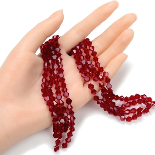 250pcs Czech 6mm (0.24 Inch) Faceted Bicone Crystal Glass Loose Beads Spacer Bulk Siam Red Red for DIY Craft Jewelry Making CCB605 - color: Siam Red, size: 6mm - 250pcs