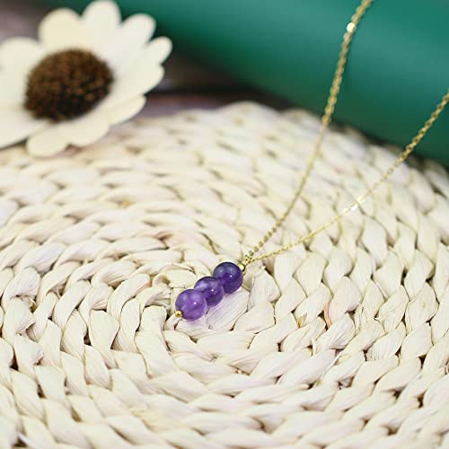 SmileBelle Crystal Necklace, Jade Necklace for Women as Anniversary Birthday Mothers Day Gifts for Women 14k Gold Black Tourmaline as Birthstone Jewelry for Girls Dainty Crystal Jewelry - color: Purple Amethyst