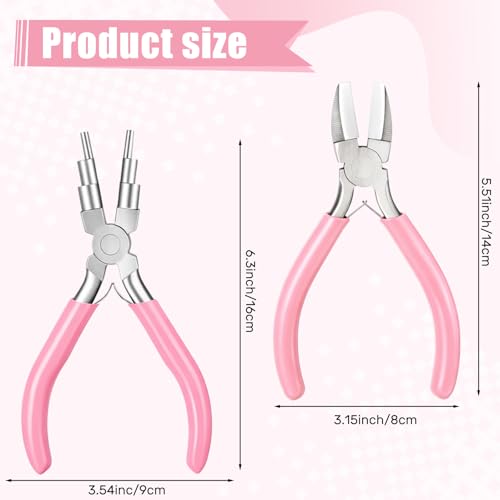 Mudder 2 Pieces Jewelry Making Tool Bail Making Pliers 6 in 1 Jewelry Wire Bending Pliers for Beading Looping Shaping Wire DIY Crafts(Pink) - color: Pink
