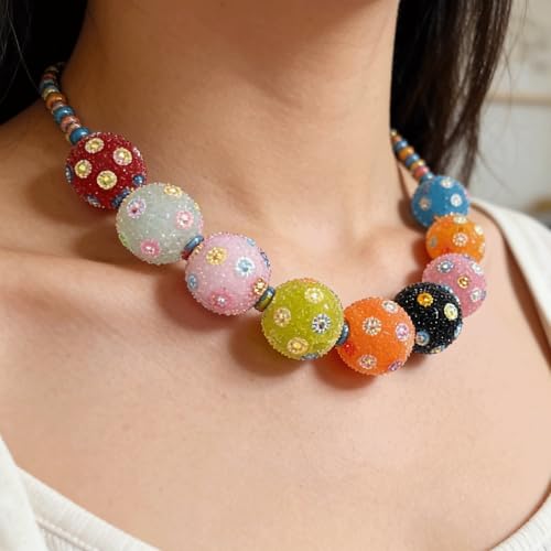 30PCS Bubble Resin Beads, 0.63 Inch Resin Rhinestone Clay Beads, Jelly Color Glitter Loose Spacer Beads for Jewelry Making Bracelets Necklaces Earrings Keychains Pendant & DIY Crafts Supplies - color: Jelly Color Sunflower