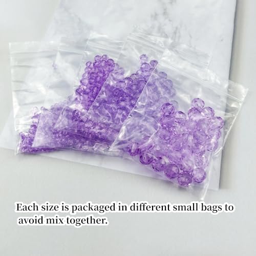 480pcs Crystal Glass Beads 3mm 4mm 6mm 8mm 10mm Round Faceted Glass Spacer Beads for Bracelets Necklace Earring DIY Jewelry Making Craft(Crystal Purple) - color: Crystal Purple