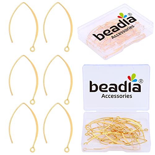 BEADIA 18K Gold Plated Earring Hooks U Shape 15x38mm 20pcs for Jewelry Making Findings - size: U Shape Hooks 15x38mm
