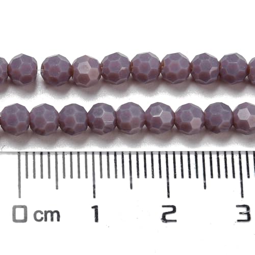 Perlin Czech Bohemian Crystal Glass Beads Faceted Round 4mm 90 Pieces Loose Spacer 1 Strand Beads for DIY Jewelry Earrings Necklace Bracelet Making (Purple Opaque) - color: Purple opaque