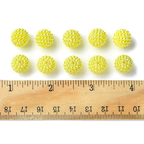 40pcs Round Acrylic Berry Beads, 12mm Large Chunky Bubblegum Beads Loose Spacer Ball Bead for Jewelry Making Earrings Necklaces Bracelets DIY Beading Crafts, Yellow - color: Yellow