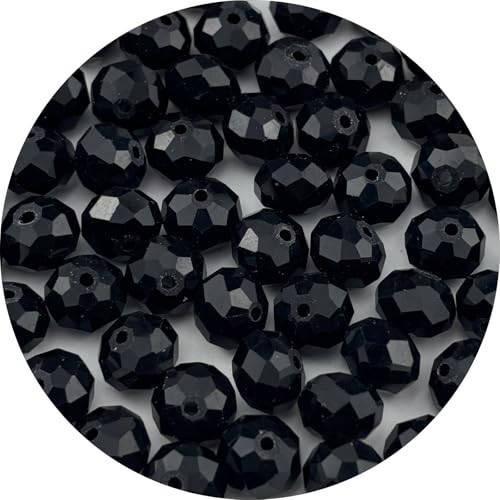 400pcs 4mm Crystal Glass Beads Faceted Rondelle Glass Spacer Beads for Bracelets Necklace Pendants Earrings Key Chains Jewelry Making(Black) - color: Black, size: 4mm