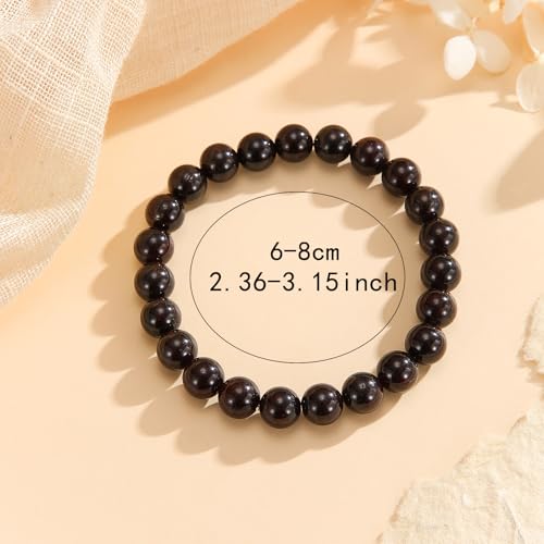 Crystal Vibe 8mm Beaded Bracelets For Women Men - Healing Crystal Bracelet - Adjustable Size - color: Garnet