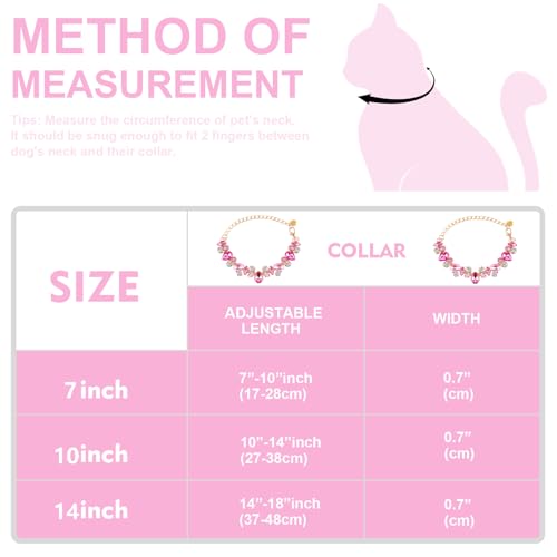 HOWWFALY Dog Collar and Cat Collar Gold Chain Necklace Stainless Steel Adjustable Pink Diamonds Collar with Cute Pet Paw for Small Medium Pets Cats Dogs Kitten Puppy(Pink, L) - color: Pink, size: Large