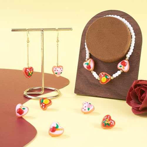 Beadthoven 5Pcs Heart Shaped Lampwork Beads Heart with Fruits Glass Crystal Bead Charm Apples Pineapple Cherry Orange Handmade Crystal Craft Spacers for Jewelry Making Bracelet Earrings DIY Supplies - color: Heart with Fruit