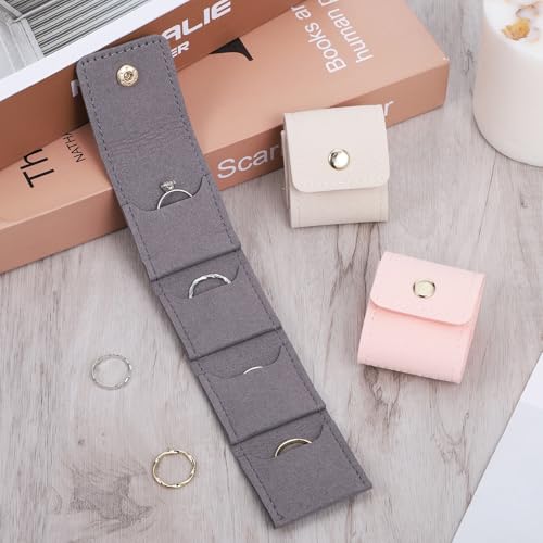 3Pcs Mini Travel Jewelry Bag, Jewelry Roll Bag with Buckle Earrings Storage Box Portable Foldable Travel Necklaces Organizer Case for Earrings, Rings and Necklaces